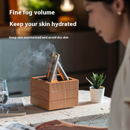 Flame Effect Aromatherapy Humidifier Aroma Diffuser Desktop Usb Plug-in Heavy Fog Humidifier USB Desktop Diffuser With Large Mist Essential Oil Compatible 7-Color LED Light