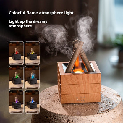 Flame Effect Aromatherapy Humidifier Aroma Diffuser Desktop Usb Plug-in Heavy Fog Humidifier USB Desktop Diffuser With Large Mist Essential Oil Compatible 7-Color LED Light