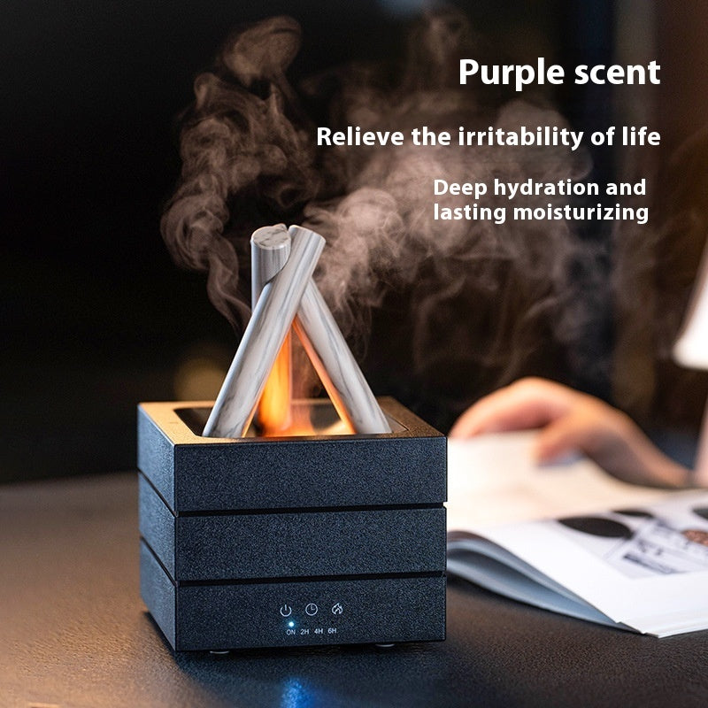 Flame Effect Aromatherapy Humidifier Aroma Diffuser Desktop Usb Plug-in Heavy Fog Humidifier USB Desktop Diffuser With Large Mist Essential Oil Compatible 7-Color LED Light